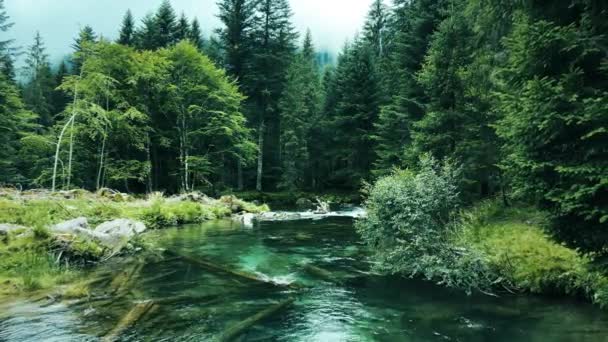 Drohne Aus Der Luft Verzauberte Landschaft Türkisfarbenen Fluss — Stockvideo