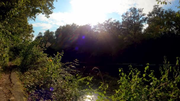 Landschaft Bei Sonnenuntergang Fluss — Stockvideo