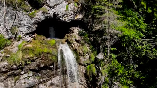 Aerial Drone Landscape Valesinella Waterfalls — стокове відео