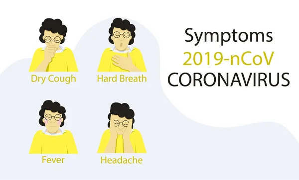 Infographie Personnage Masculin Avec Symptômes 2019 Ncov Coronavirus Toux Fièvre — Image vectorielle