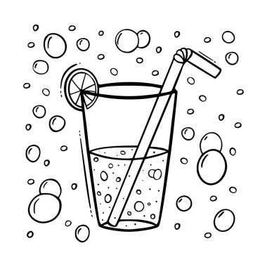 Limonata karalama simgesini beyaz arkaplanda saman ile izole edilmiş olarak çizilmiş renk biçimine ayarlayın. Düz dizayn. Vektör illüstrasyonu.