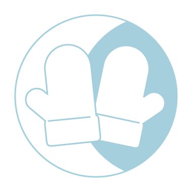 Baskı, web simgeleri, tişört tasarımı, tebrik kartları, iş ve tatiller için mavi renkli eldivenlerin Noel simgesi. Vektör simgeleri illüstrasyonu 