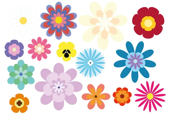Colorful flowers set vector — Stock Vector