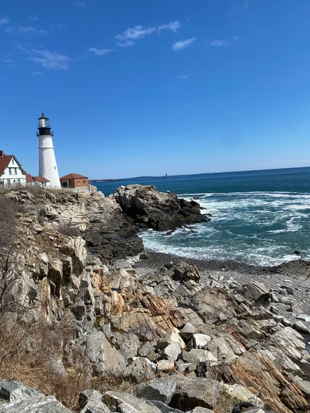 Maine, ABD. Cape Elizabeth Deniz Feneri