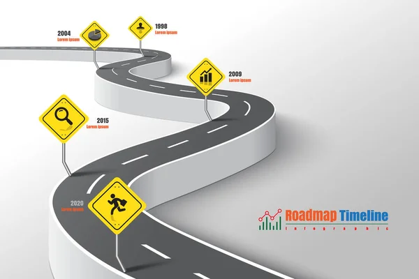 Business Roadmap Tijdlijn Infographic Expressway Concepten Ontworpen Voor Abstracte Achtergrond — Stockvector