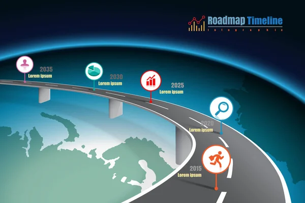 Roteiro Negócios Expressway Timeline Infographic World Designed Abstract Background Template Vetores De Bancos De Imagens