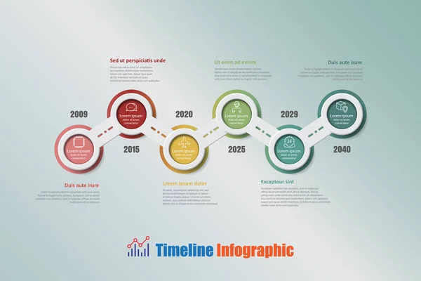 Moderne Business Timeline Infografik Mit Schritten Kreis Für Hintergrundelemente Diagramm — Stockvektor