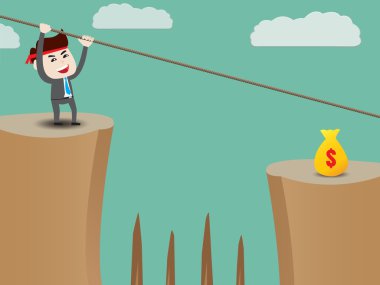 İşadamı ip uçuruma