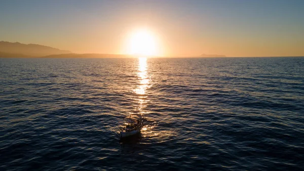 drone flight during sunset near the fortezza in Rethymno, on the island of Crete, in Greece