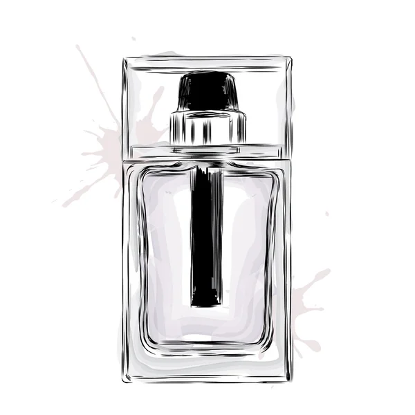 Fragrância masculina. A garrafa de água da sanita no vetor. Perfume aquarela . — Vetor de Stock