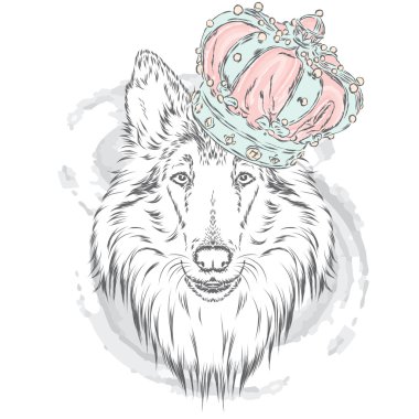 Kömür ocağı Crown. Köpek. Vektör çizim. Kral.