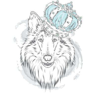 Kömür ocağı Crown. Köpek. Vektör çizim. Kral.