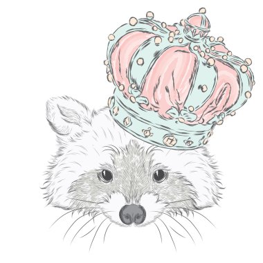 Rakun Crown. Vektör çizim.