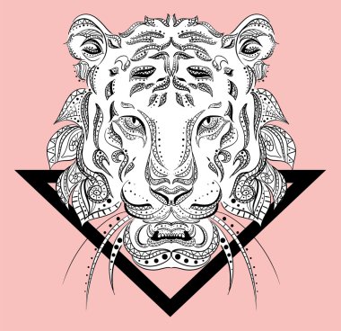 Kaplan vektör etnik desenler defter yazdırma lekeleri kapağı. Vektör çizim tebrik kartı, poster ya da giyim üzerine baskı için.