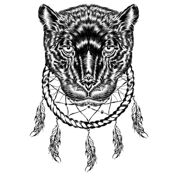 Panther et Dreamcatcher. Illustration vectorielle . — Image vectorielle