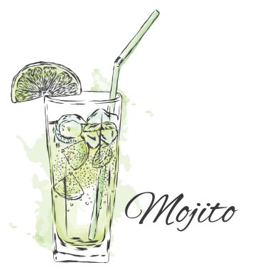 Vektör çizim. Soğutma içki. Kokteyl.