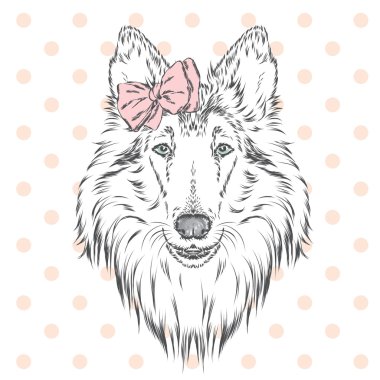 Bir yay ile kömür ocağı. Şirin köpek. Vektör çizim.