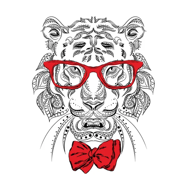 Etnikai tigris a nyakkendő. Divatot stílus. Csípő. Nyomtatási. Kísérlet. Sokkoló. — Stock Vector