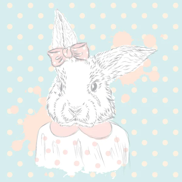 Vector de conejo. Dibujo a mano del animal. Impresión. Hipster. Acuarela Bunny. Postal vintage . — Vector de stock