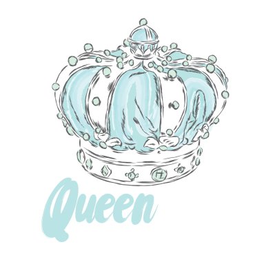Taç. Vektör illüstrasyon. Giysiler, kartlar veya posterler için yazdırın.