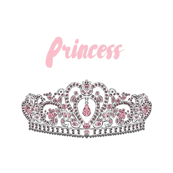 Crown vector. Painted diadem. Vector illustration for a greeting card, poster, or print on clothes. — Stock Vector