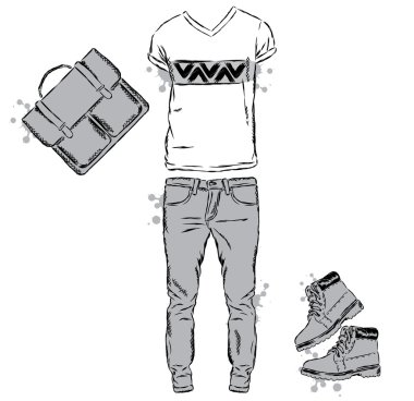 Erkek moda vektör. Hipster.