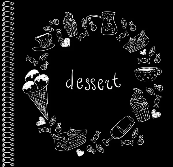 Dekking van menu desserts Cafe Restaurant — Stockvector