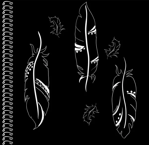 Plumas vector Patrones étnicos cubierta cuaderno impresión — Vector de stock