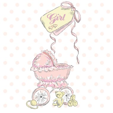 Bir kızın doğumtebrik . Çocuk kartpostalı .