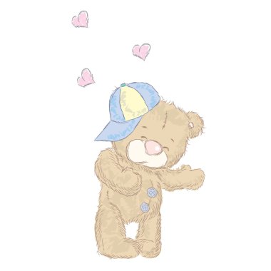 Sevimli ayı yavrularını el ile çizildi. Vektör çizim tebrik kartı, poster ya da giyim üzerine baskı için.