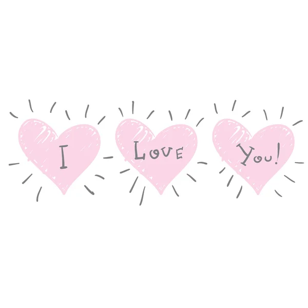 I love you. Valentine's Day. Hearts and an inscription . — Stock Vector