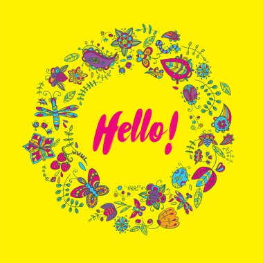 Vektör çerçeve çiçek. Doodles'ın.