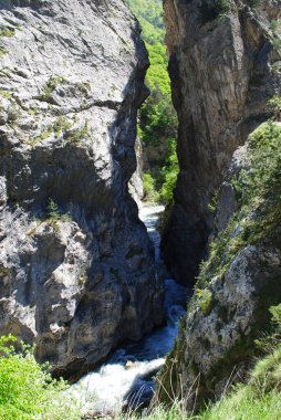 stormy mountain river in the Kurtatinsky gorge