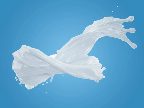 Illustration Von Milchspritzer Auf Blauem Hintergrund Mit Clipping Pfad — Stockfoto