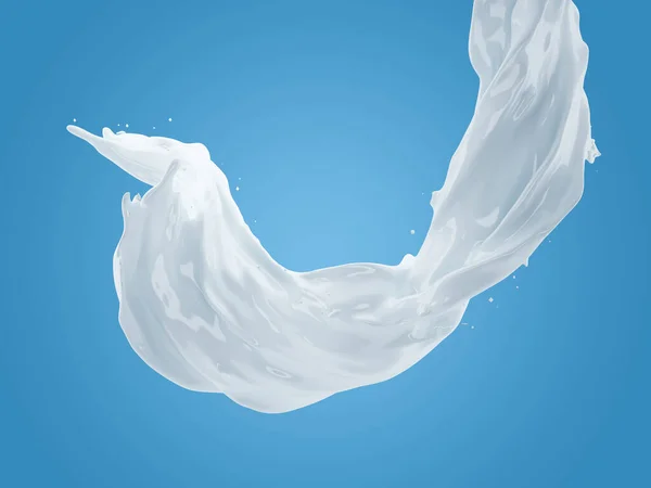 Иллюстрация Брызг Молока Градиентно Синем Фоне Вырезанием Пути — стоковое фото
