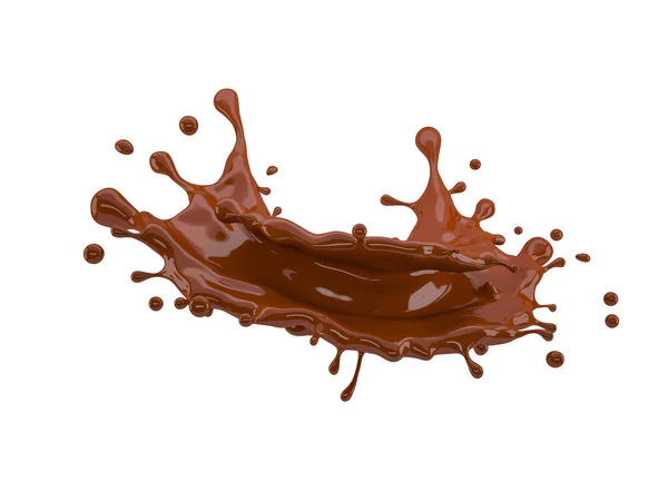 Ilustração Respingo Chocolate Fundo Branco Com Caminho Recorte — Fotografia de Stock
