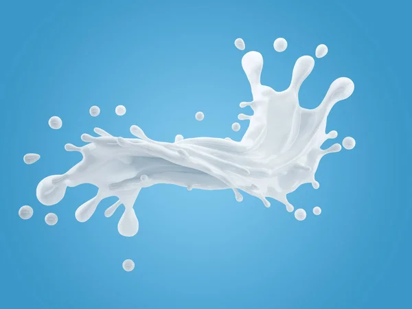 Иллюстрация Брызг Молока Градиентно Синем Фоне Вырезанием Пути — стоковое фото