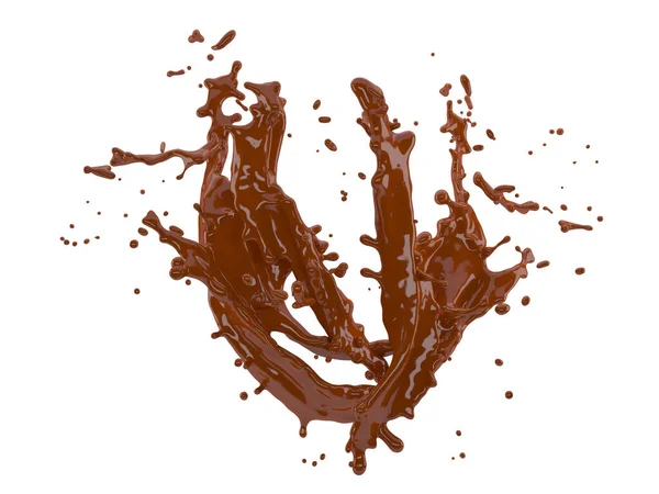 Иллюстрация Шоколадного Брызга Белом Фоне Вырезанием Пути — стоковое фото