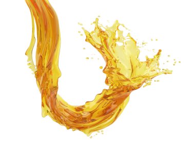 Kırpma yolu ile beyaz arkaplan üzerinde sarı sıçrama 3d illüstrasyon