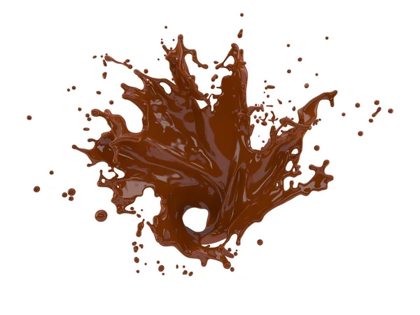 Illustration Éclaboussures Chocolat Sur Fond Blanc Avec Chemin Coupe — Photo