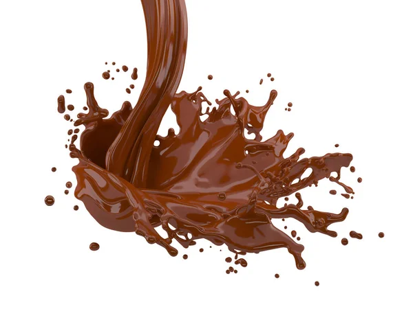 Illustration Éclaboussures Chocolat Sur Fond Blanc Avec Chemin Coupe — Photo