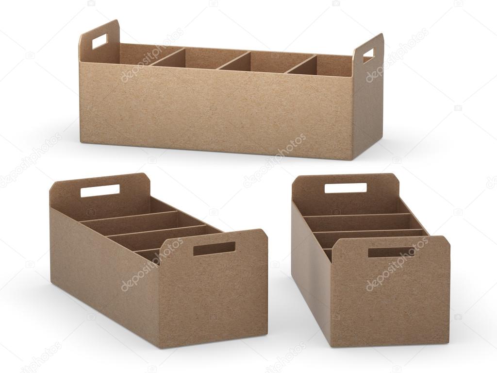 Kraft paper document tray with separators, clipping path include