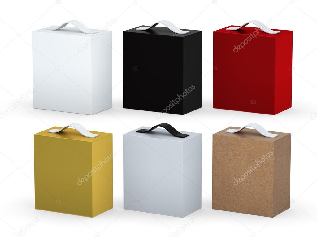 Blank  box packaging set with  handle, clipping path included