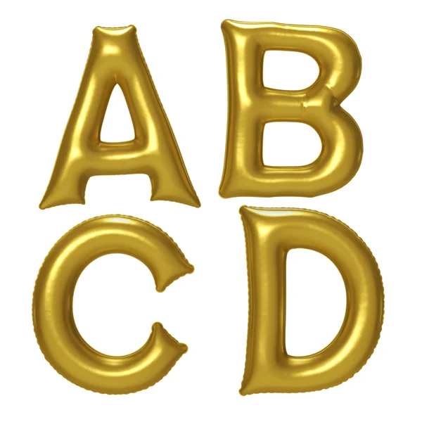 Gold alphabet foil balloon set with clipping path — Stock Photo, Image
