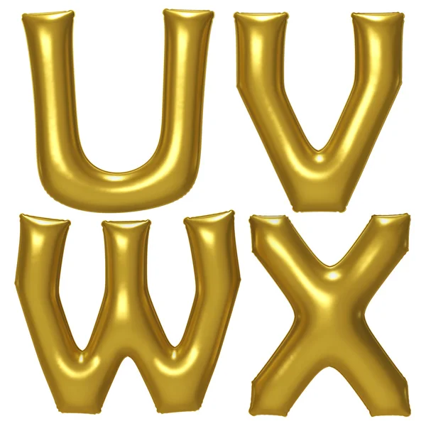 Balão de folha de alfabeto dourado definido com caminho de recorte — Fotografia de Stock