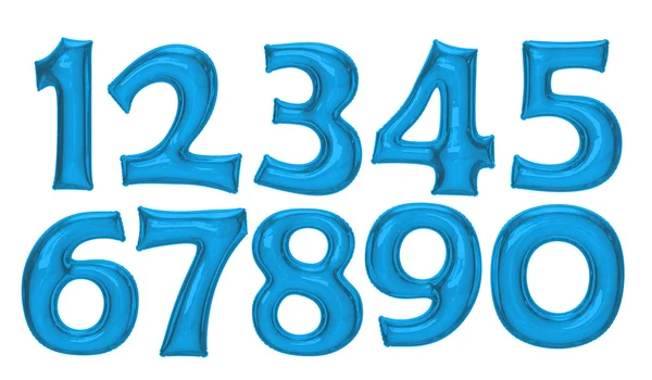Balão azul de folha de número definido com caminho de recorte — Fotografia de Stock