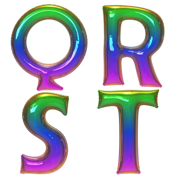 Arco-íris cor alfabeto folha balão definido com caminho de recorte — Fotografia de Stock