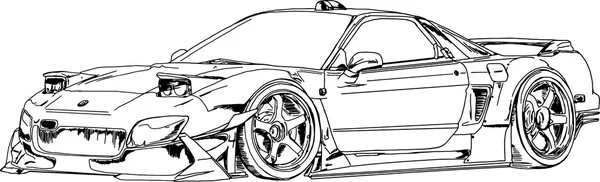 Siyah ve beyaz eskiz bir spor araba