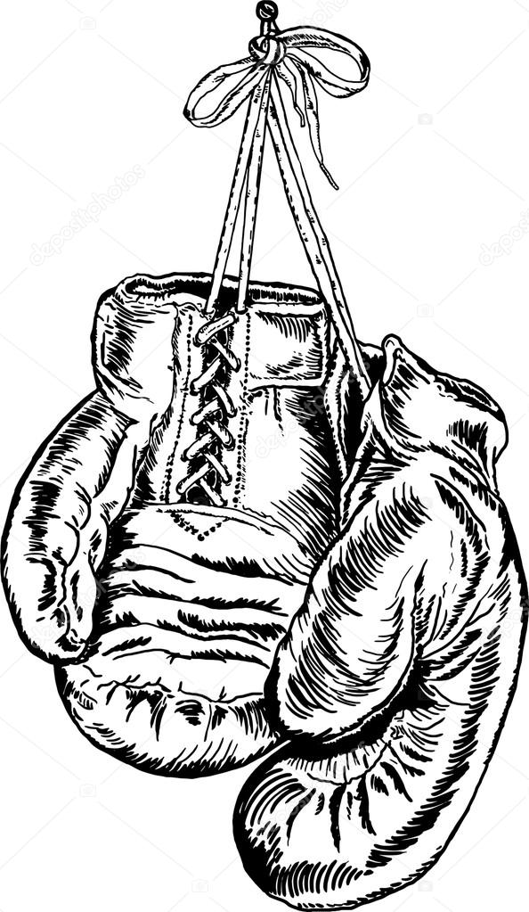 Zwart Wit Tekening Bokshandschoenen Stockvector Zwart Wit Tekening Bokshandschoenen Stockvector