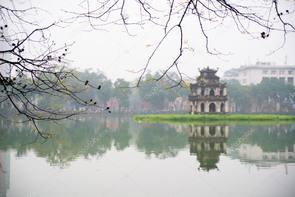 Turtle tower on Hoan Kiem lake